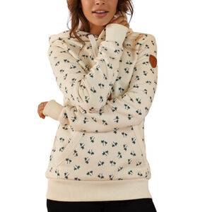 wanakome Cream Hoodie with Palm Tree Print